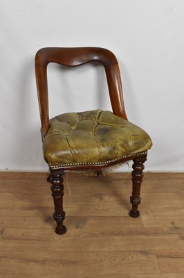 Lot 1111 - Victorian mahogany and leather upholstered hoop back chair, on turned supports