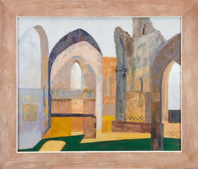 Lot 821 - Jeremy Fraser (b.1941) oil on canvas - Leiston Abbey, signed and dated ‘94 verso, 77cm x 91cm, framed