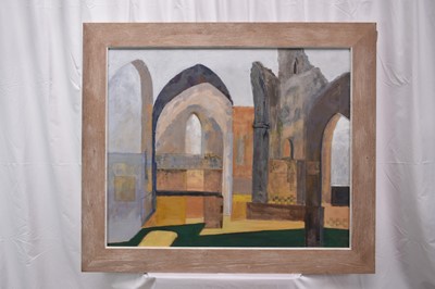 Lot 821 - Jeremy Fraser (b.1941) oil on canvas - Leiston Abbey, signed and dated ‘94 verso, 77cm x 91cm, framed