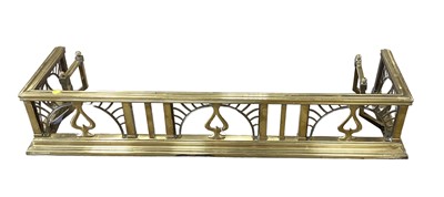 Lot 1118 - Art Nouveau brass fire kerb, 137cm wide x 37cm deep