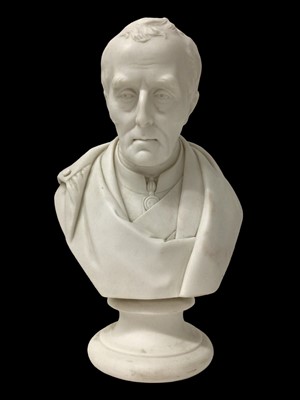 Lot 635 - 19th century Parian bust of Wellington stamped Joseph Pitts, London 1852