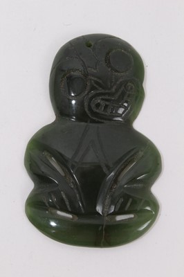 Lot 742 - Māori green hardstone tiki pendant