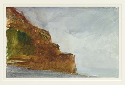 Lot 818 - *Peter Godfrey Coker (1926-2004) watercolour - Cliffs at Quiberville, initialled, 17cm x 27cm, in glazed frame