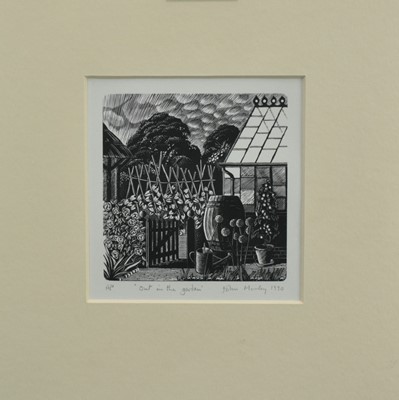 Lot 1018 - *John Morley (b.1942) artist's proof woodcut, 'Out in the garden', signed and dated 1990, 12cm x 11.5cm, in glazed frame