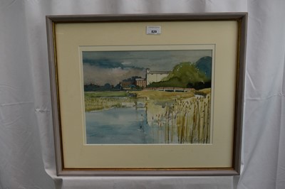 Lot 829 - *Charles Bartlett (1921-2014) watercolour - 'The Mill, Fingringhoe', signed, 27cm x 35cm, in glazed frame