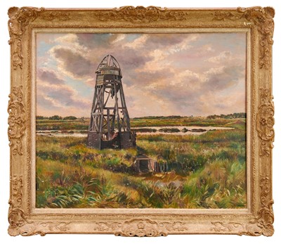 Lot 852 - Frank Clifford Ward (1914-1998) oil on canvas - "The Bird's Sanctuary", Minsmere, Suffolk, 22. August 1952, signed, inscribed verso, 63cm x 76cm, framed