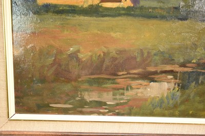 Lot 855 - *Sir Alfred James Munnings (1878 - 1959), oil on board - A Norfolk Landscape, pencil signature verso