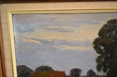 Lot 855 - *Sir Alfred James Munnings (1878 - 1959), oil on board - A Norfolk Landscape, pencil signature verso