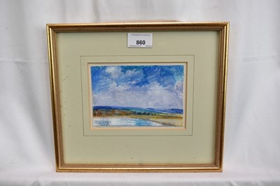 Lot 279 - Henry Collins (1910-1994) watercolour - Extensive Landscape, signed and dated '93, 10cm x 14.5cm, in glazed gilt frame