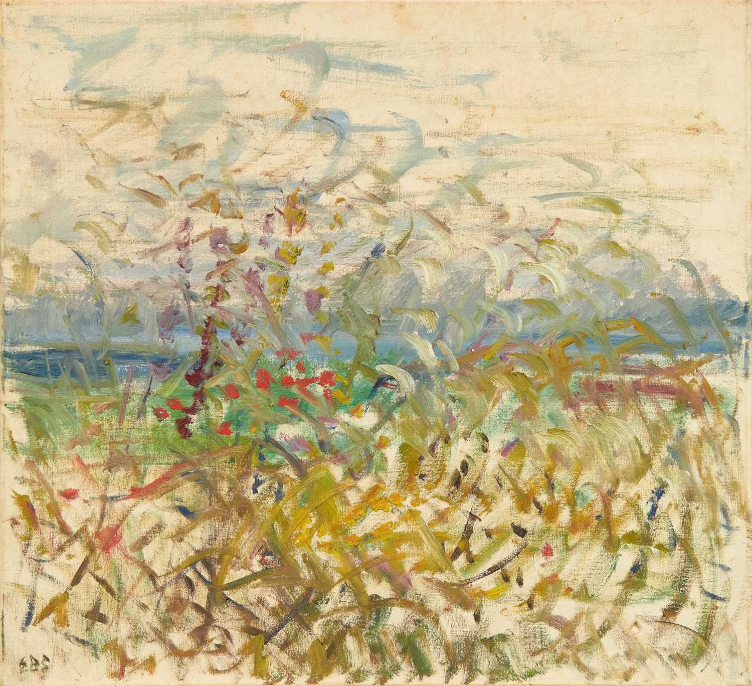 Lot 932 - Elinor Bellingham-Smith (1906-1988) oil on canvas - Landscape, initialled, 56cm x 61cm, unframed