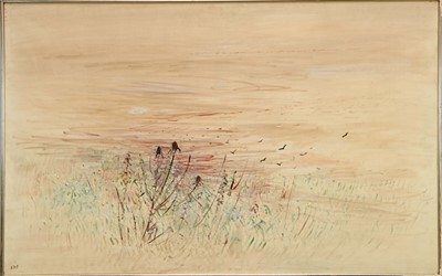 Lot 934 - Elinor Bellingham-Smith (1906-1988) oil on canvas - "Winter Evening" 1971, initialled, titled verso, 86cm x 137cm, framed 
Exhibited: Tolly Cobbold Eastern Arts National Art Exhibition