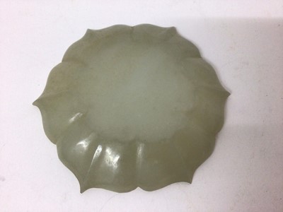 Lot 684 - Chinese celadon jade petalled dish