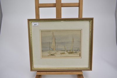 Lot 36 - Walter Westley Russell (1867-1949) watercolour - Boats at rest, 17 x 24cm
