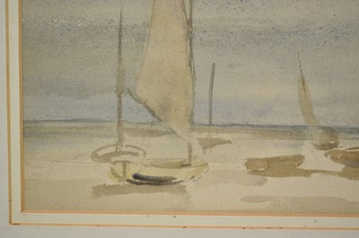 Lot 36 - Walter Westley Russell (1867-1949) watercolour - Boats at rest, 17 x 24cm