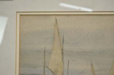 Lot 36 - Walter Westley Russell (1867-1949) watercolour - Boats at rest, 17 x 24cm