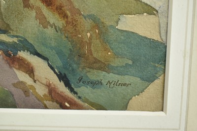 Lot 878 - Joseph Milner (b. 1888) watercolour, Rocky coastal landscape, 24 x 35cm, framed