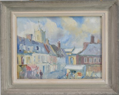 Lot 881 - *Mary Millar Watt (1924-2023) oil on canvas, Aylsham Market, 31 x 40cm, framed