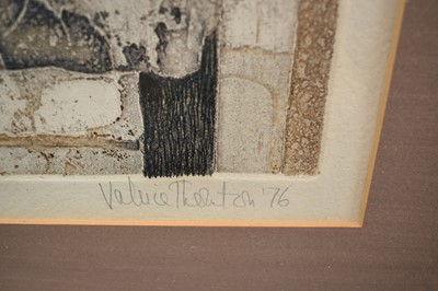 Lot 886 - *Valerie Thornton (1931-1991) aquatint, San Miguel, Estella, signed and dated '76, inscribed and numbered 50/70, 31 x 39cm, glazed frame