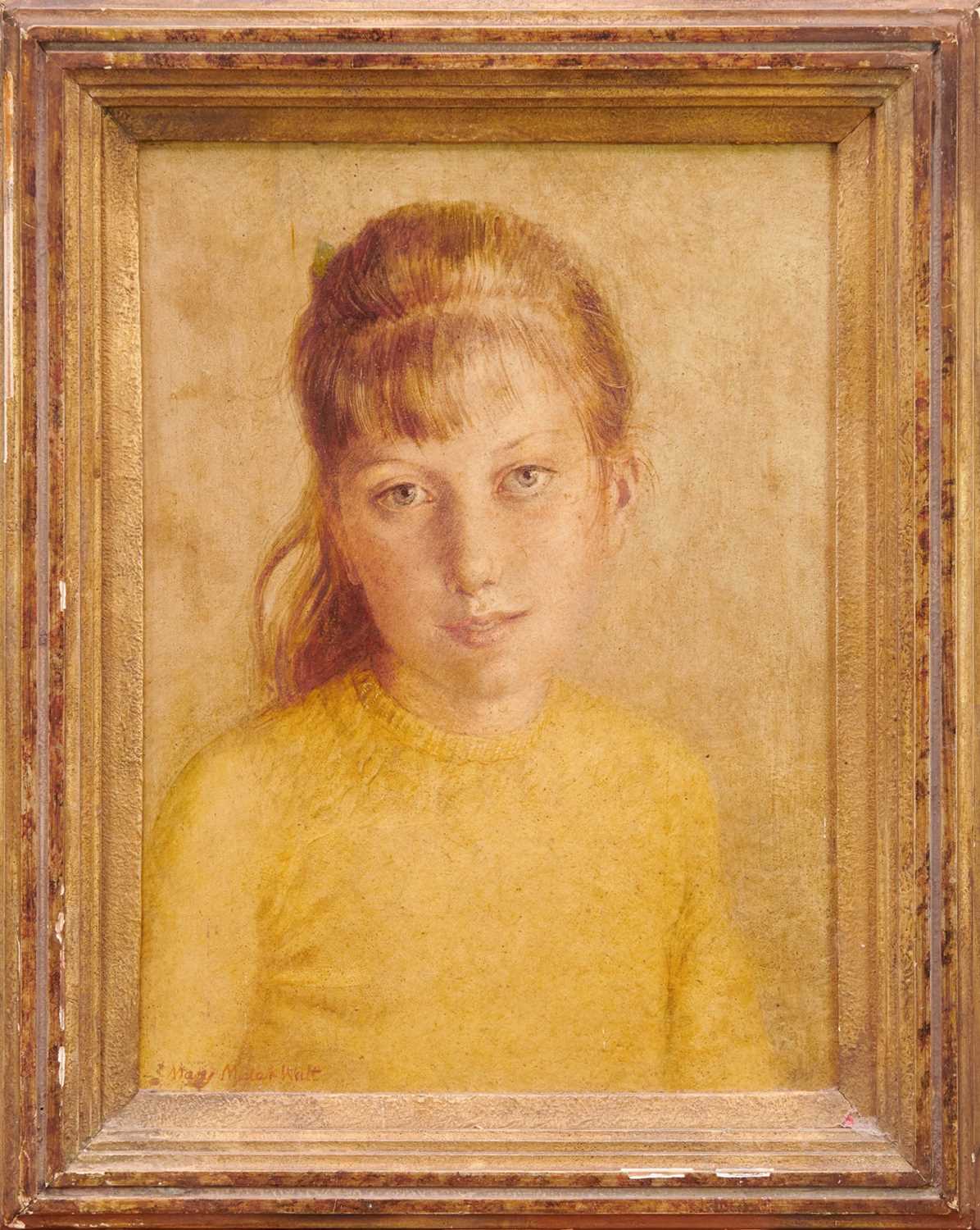 Lot 888 - *Mary Millar Watt (1924-2023) oil on panel, Janet in yellow, 39 x 29cm, framed