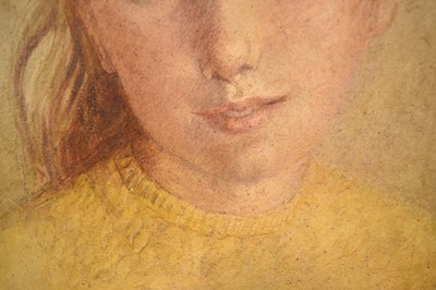 Lot 888 - *Mary Millar Watt (1924-2023) oil on panel, Janet in yellow, 39 x 29cm, framed