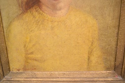 Lot 888 - *Mary Millar Watt (1924-2023) oil on panel, Janet in yellow, 39 x 29cm, framed