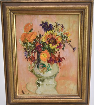 Lot 31 - Amy Watt (1900-1956) oil on canvas board, Marigolds in a jug, 34 x 25cm, framed