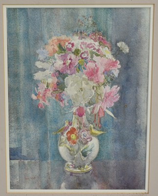 Lot 33 - Amy Watt (1900-1956) watercolour, Flowers in a white vase, signed, 28 x 22cm, glazed frame