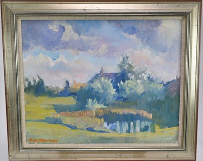 Lot 40 - *Mary Millar Watt (1924-2023) oil on canvas, Landscape - Edgefield Green, Norfolk, signed, 39 x 52cm, framed