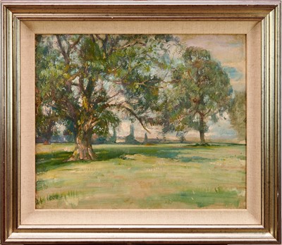 Lot 896 - *John Millar Watt (1895-1975) oil on board, The old oak, Upper Park, Dedham, 51 x 61cm, framed