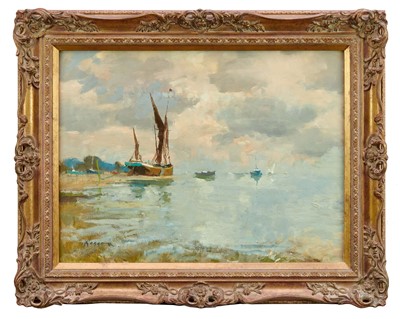 Lot 1035 - *Edward Wesson (1910-1983) oil on board - The River Orwell, signed, 45cm x 60cm, in gilt frame