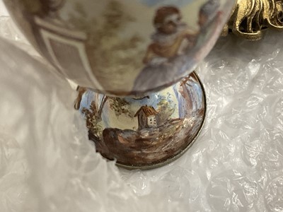 Lot 740 - Rare 19th century Viennese enamel miniature three fold screen, together with a similar vase