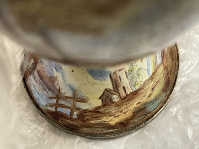 Lot 740 - Rare 19th century Viennese enamel miniature three fold screen, together with a similar vase