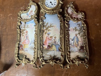 Lot 740 - Rare 19th century Viennese enamel miniature three fold screen, together with a similar vase