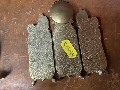 Lot 740 - Rare 19th century Viennese enamel miniature three fold screen, together with a similar vase