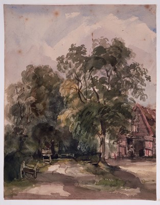 Lot 965 - Thomas Churchyard (1798-1865) watercolour - At Hasketon, 26cm x 20.5cm, sheet numbered 33 and inscribed, 36.5cm x 24cm