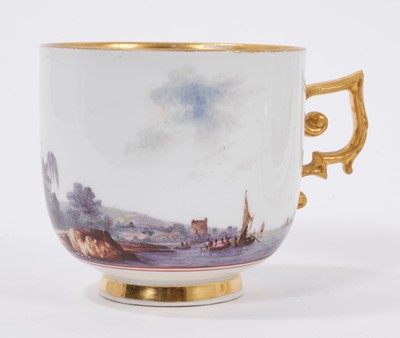 Lot 27 - Very early Meissen cup and saucer, circa 1735, decorated in the manner of Hauer