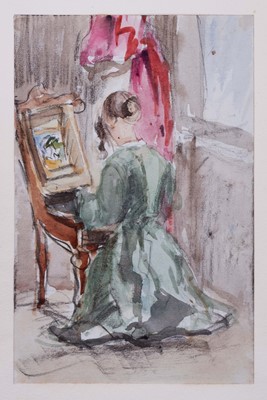 Lot 970 - Thomas Churchyard (1798-1865) watercolour - Anna Drawing, 15cm x 9.5cm, sheet numbered 42 and inscribed, 36.5cm x 22cm