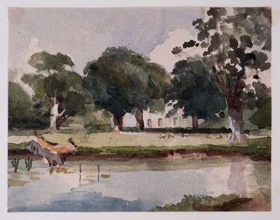 Lot 974 - Thomas Churchyard (1798-1865) watercolour - At Rendlesham, 9.5cm x 12.5cm, sheet numbered 25 and inscribed, 23.5cm x 36.5cm