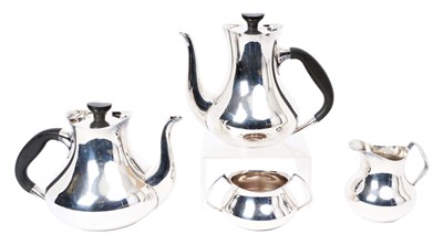 Lot 263 - Four piece silver plated tea and coffee set by Cooper Brothers, Possibly designed by Eric Clements