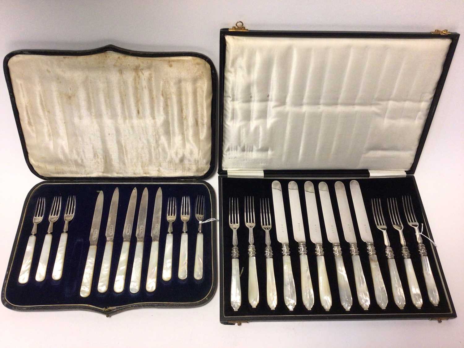 Lot 257 - 1920s set of six pairs dessert knives and