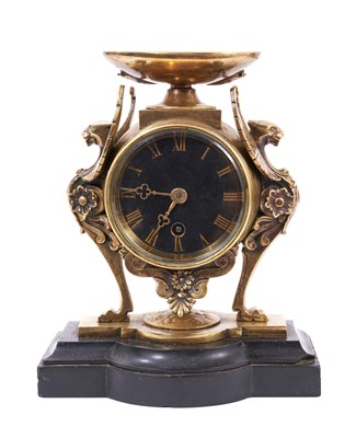 Lot 632 - 19th century Egyptian revival brass mantel clock