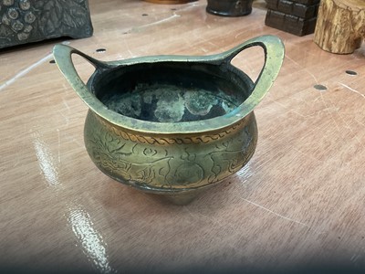 Lot 567 - Chinese bronze censer with character marks to base