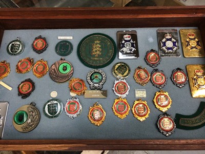 Lot 413 - Collection of enamel gun badges in glazed presentation case