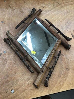 Lot 785 - French diamond shape bamboo framed wall mirror