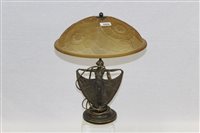 Lot 2866 - Art Deco-style table lamp with amber tinted...