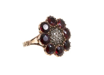 Lot 489 - Georgian style garnet and diamond cluster ring