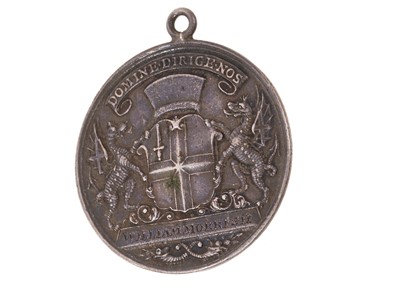 Lot 490 - George III type 5 silver London Broker's medal, circa 1801-1815, named to William Morrish, 4cm diameter