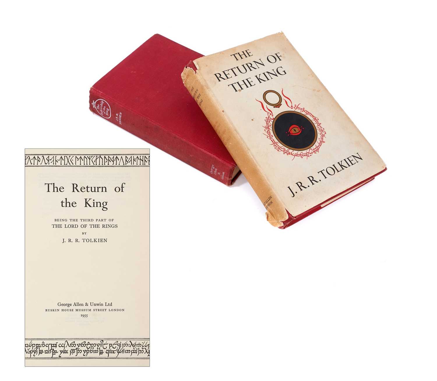 Lot 750 - J. R. R. Tolkien first edition - 'The Return of the King,' signature mark '4' to page 49, together with The Fellowship of the Ring, 1955 fourth impression