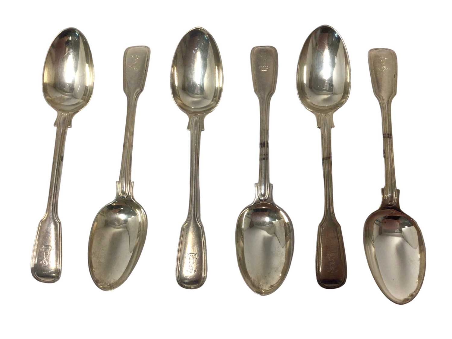 Lot 272 - Set of six Victorian silver Fiddle and Tread