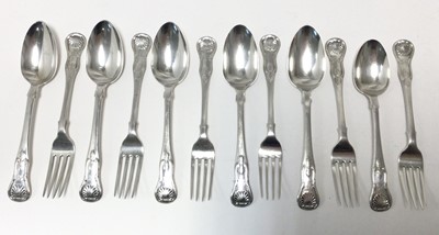 Lot 273 - Six Scottish silver Single Struck King's pattern with shoulders dessert forks and other items